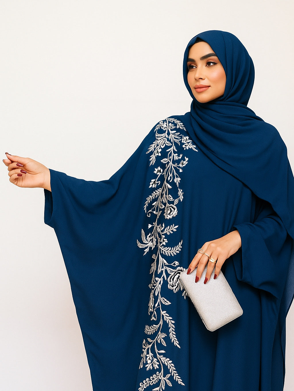 Teal embroidered poncho