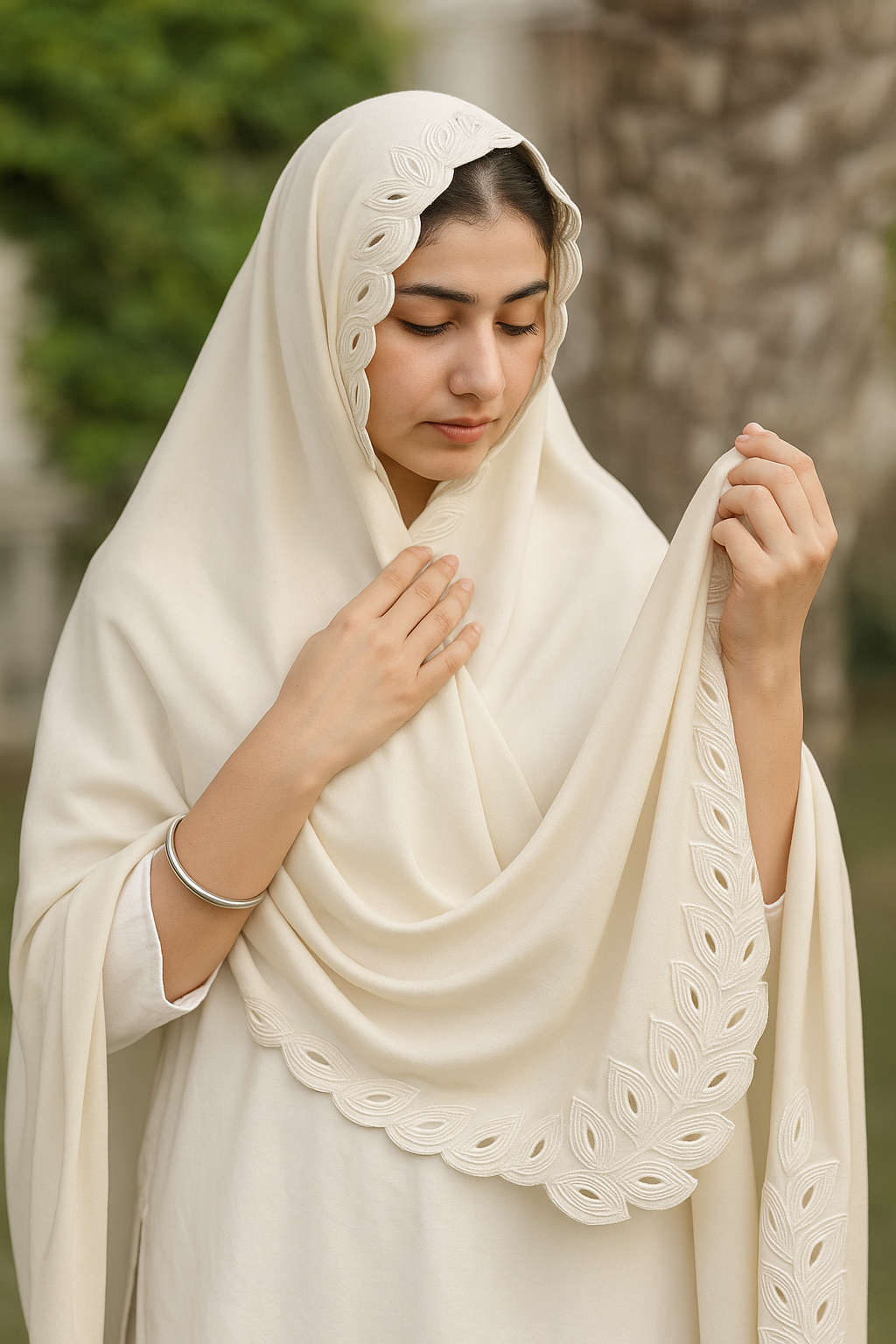 Beige Cutwork chaddar