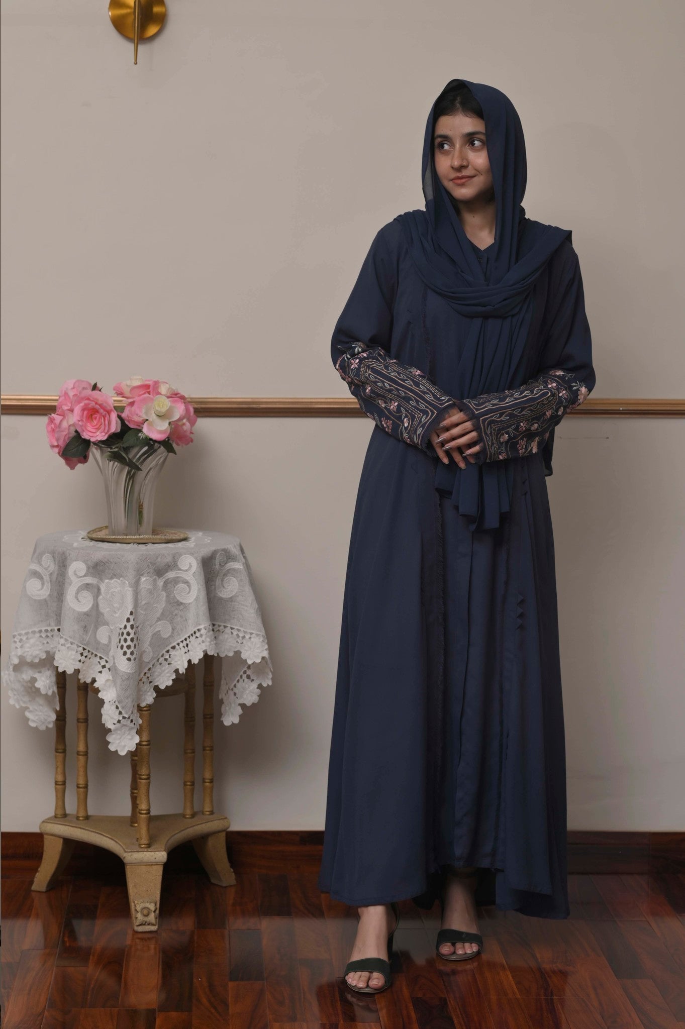 Blue Embroidered Abaya