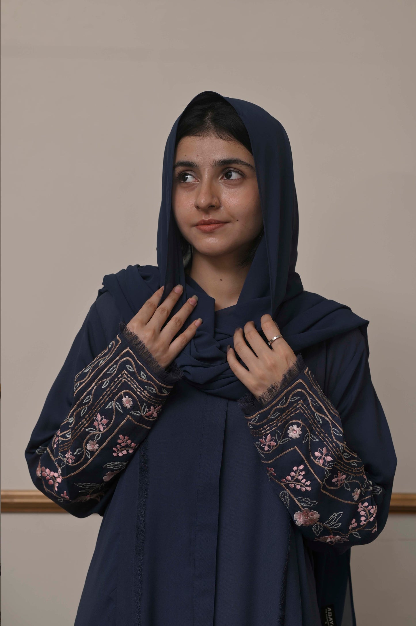 Blue Embroidered Abaya