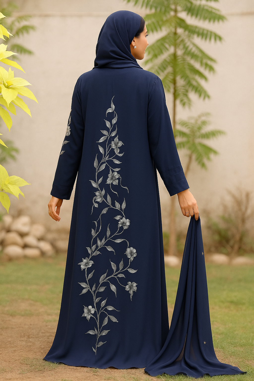 Navy Blue Hand Painted