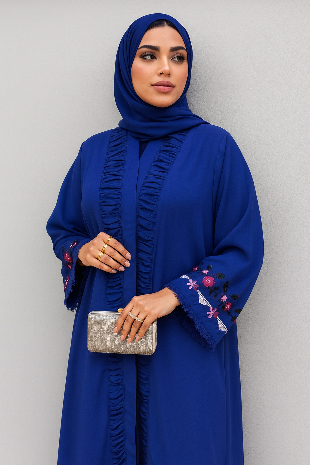 Blue Embroidered