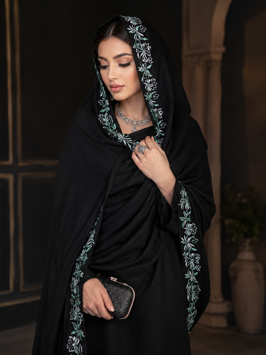 Embroidered black chaddar