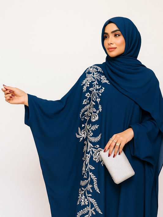 Teal embroidered poncho