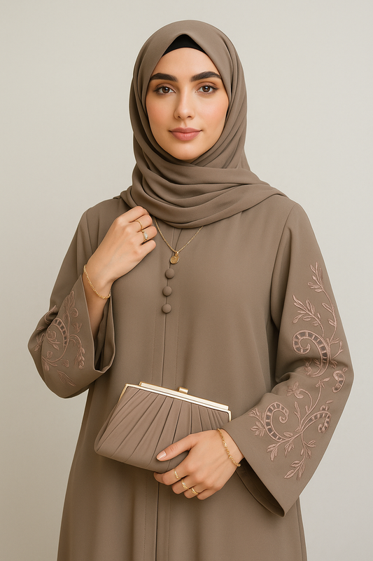 Coffee Cutwork Abaya