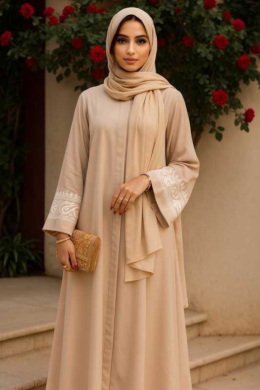 Off white embroidered abaya