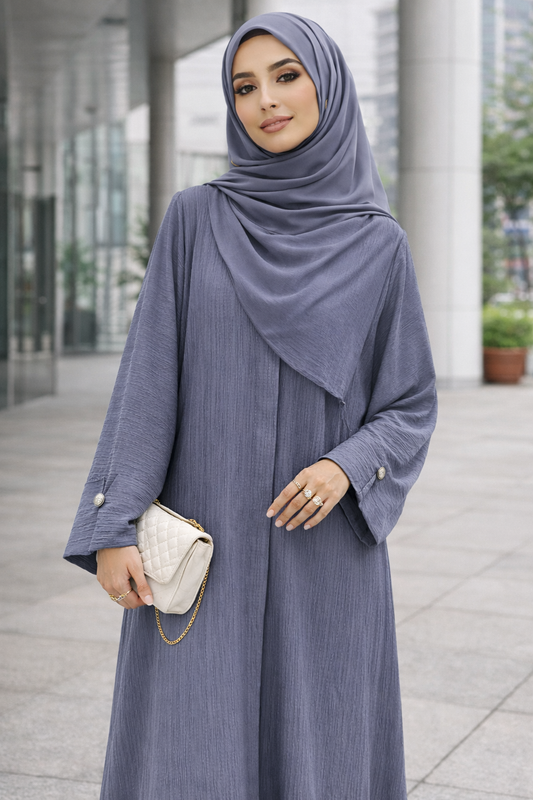 Grey crinkle abaya