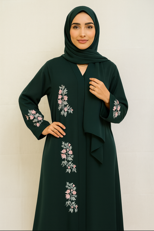 Moss Green Hand Painted Abaya