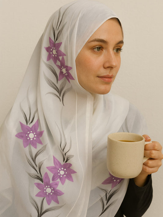 White hand painted stole