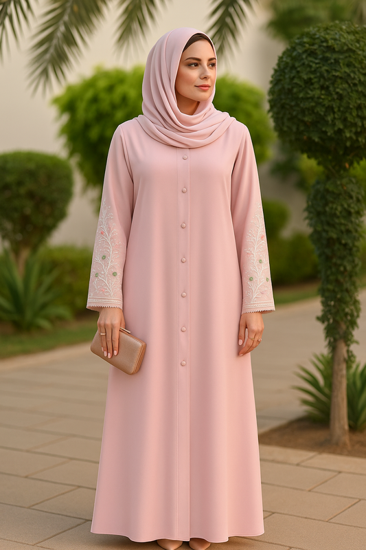 Light Pink Embroidered Abaya