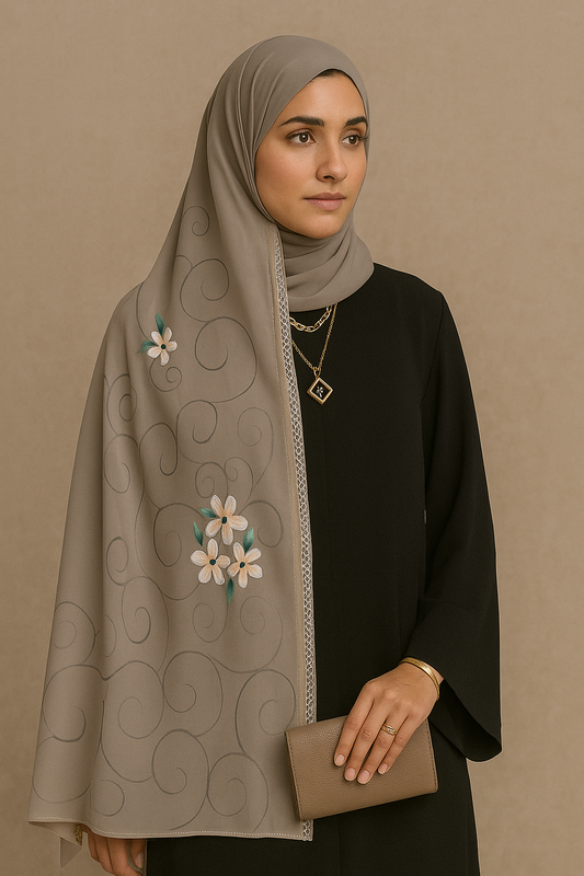 Beige with lace stole