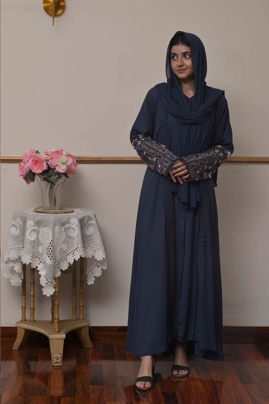 Blue Emb abaya