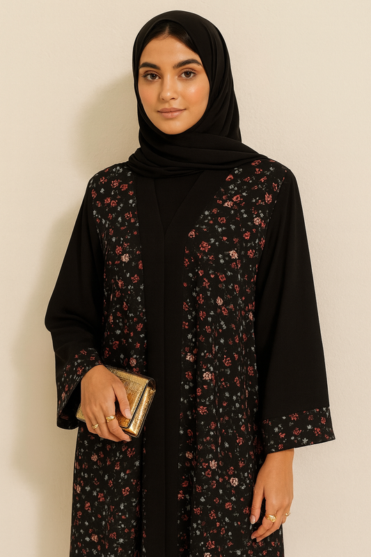 Black Printed Abaya