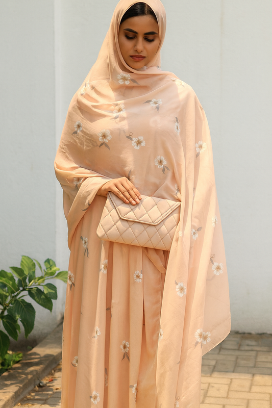 Peach hand painted stole