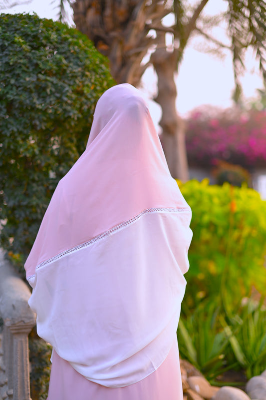 Double shade stole-Pink and white stole