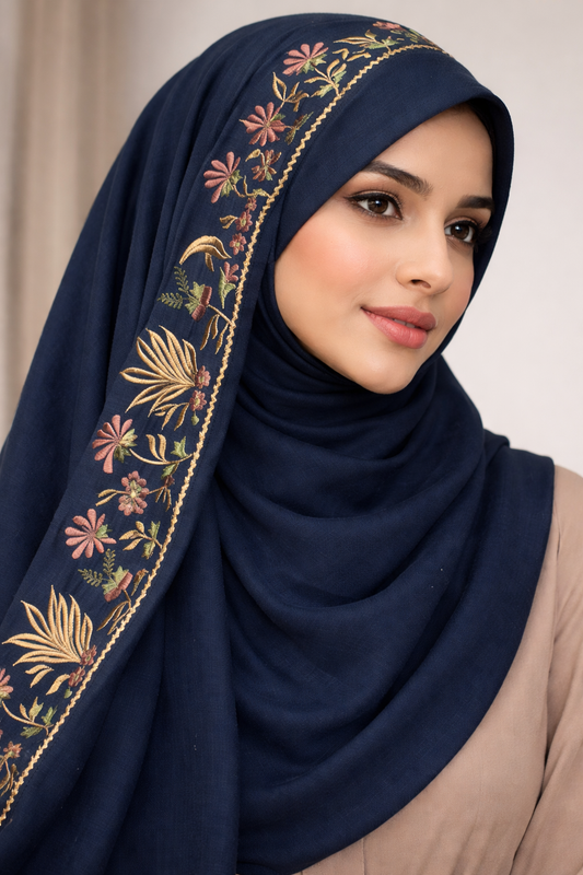 Blue embroidered chaddar