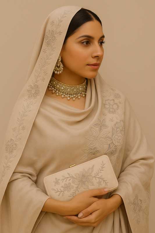 Beige embroidered chaddar
