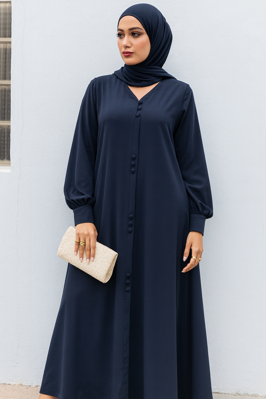 Navy Blue Cuff Basic Hajj - Umrah Abaya