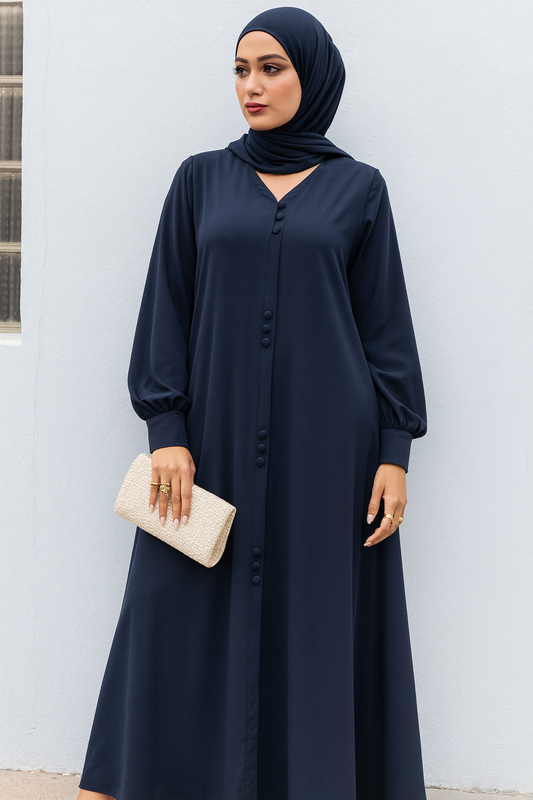 Navy Blue Cuff Basic Hajj - Umrah Abaya