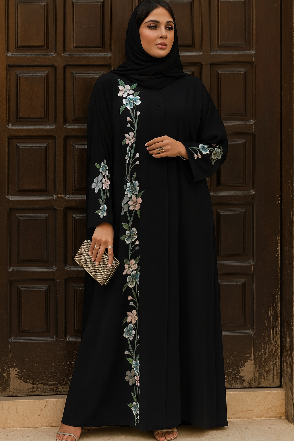 Black Hand Painted Abaya