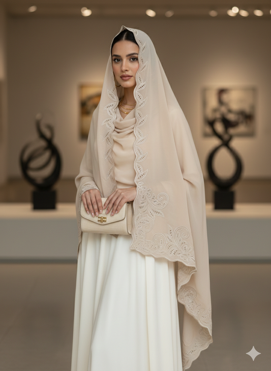 Beige Cutwork chaddar