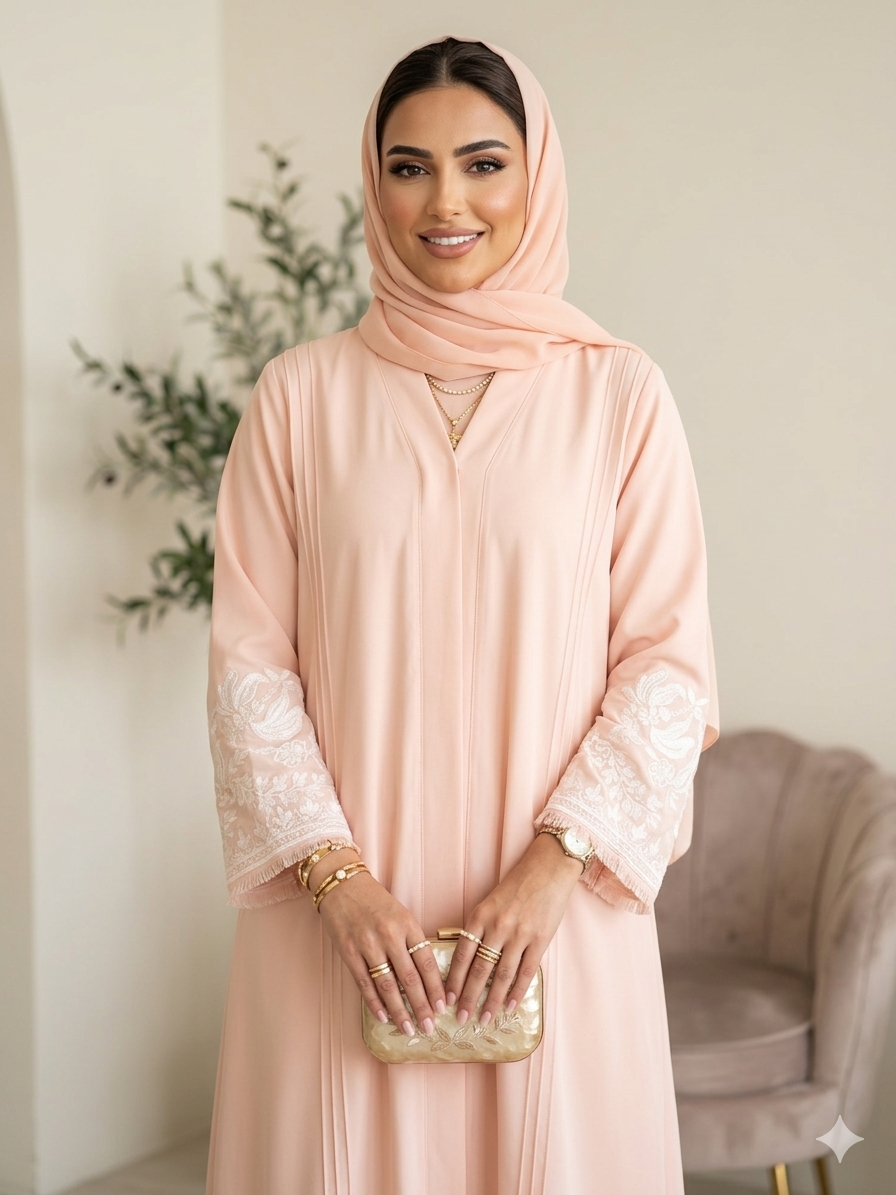 Peachy embro abaya