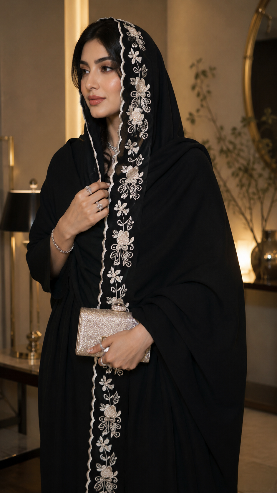 Black embroidered chaddar