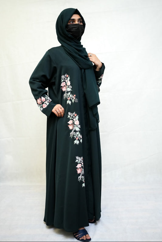 Moss Green Hand Painted Abaya