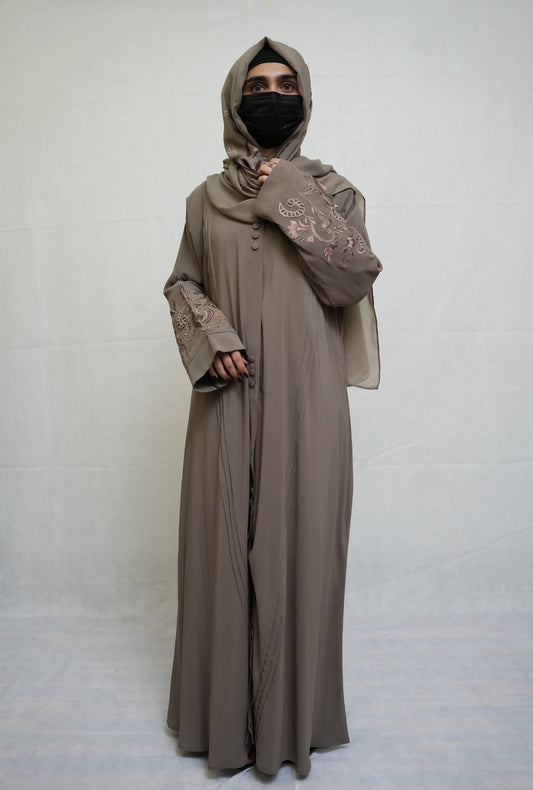 Coffee Cutwork Abaya