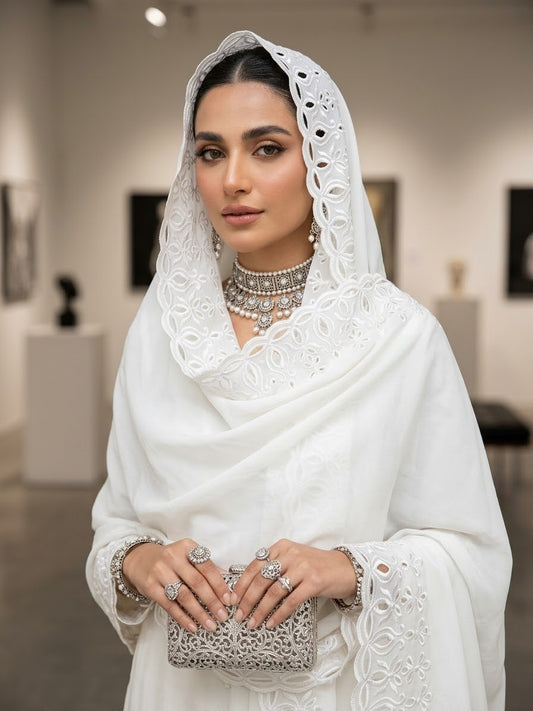 Cutwork White embroidered