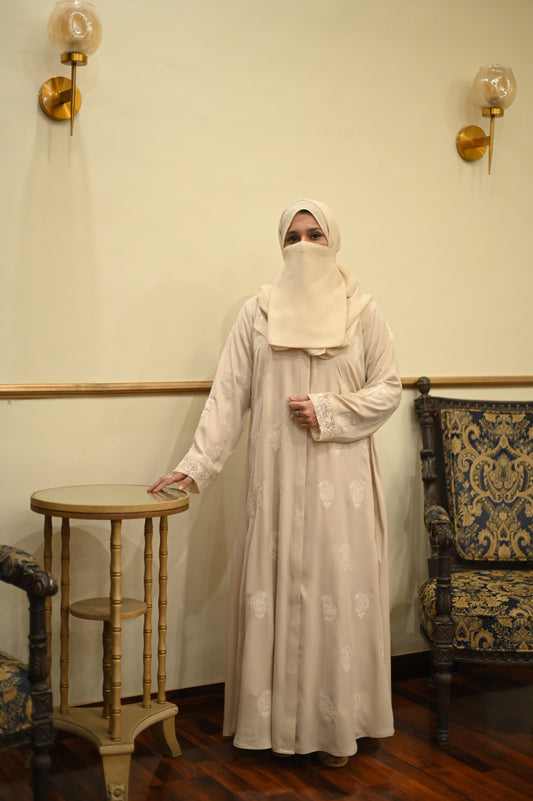 Off White Misty Embroidered Abaya