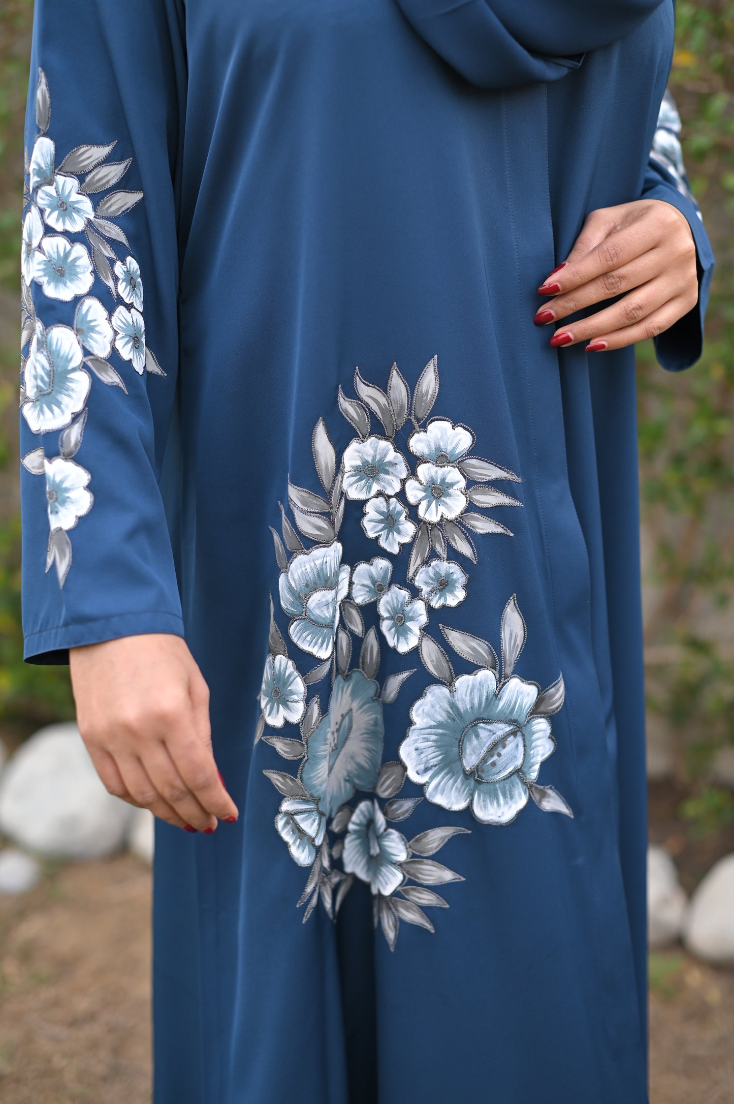 Teal hand painted abaya
