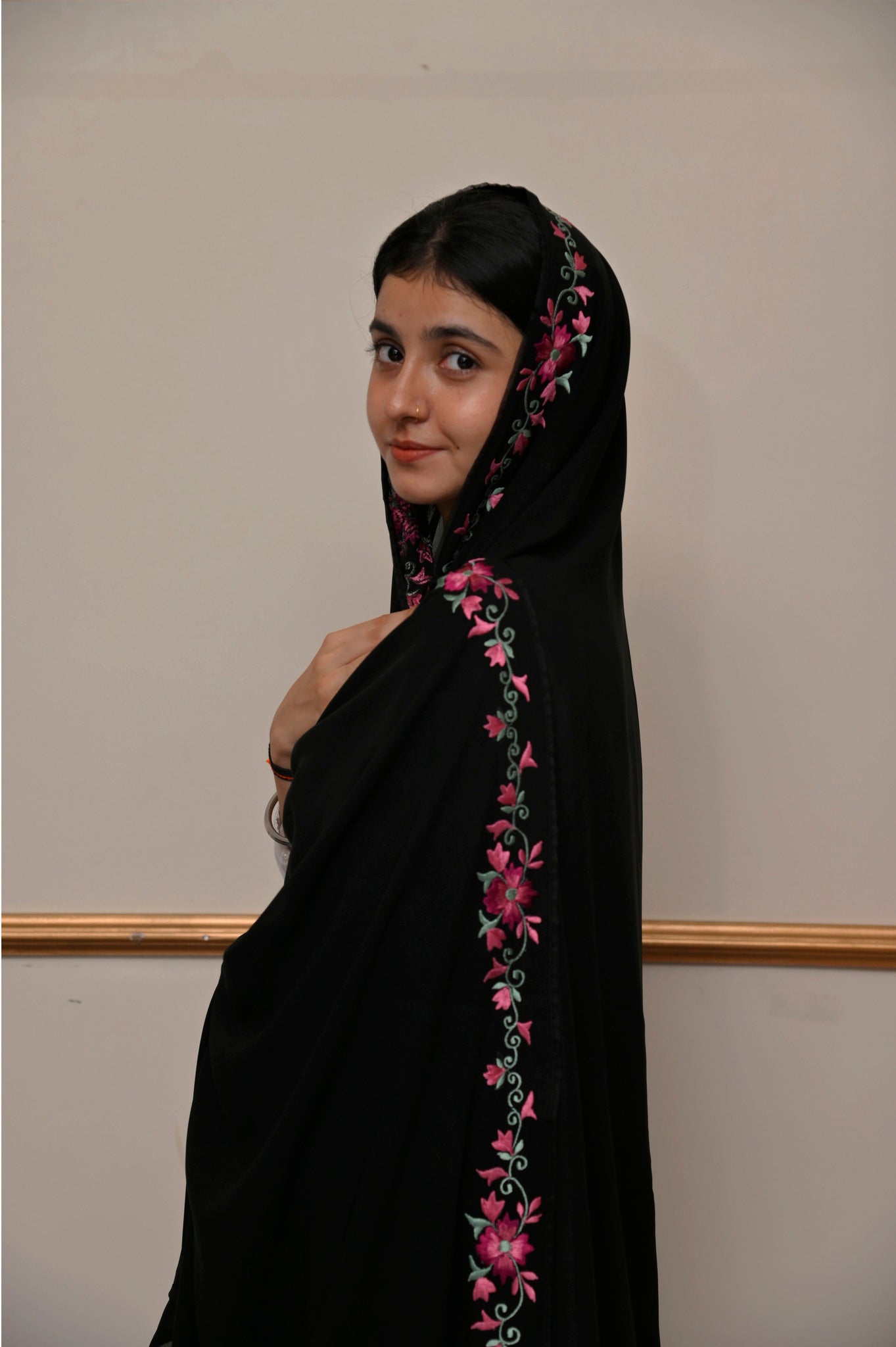 Black Embroidered Chaddar