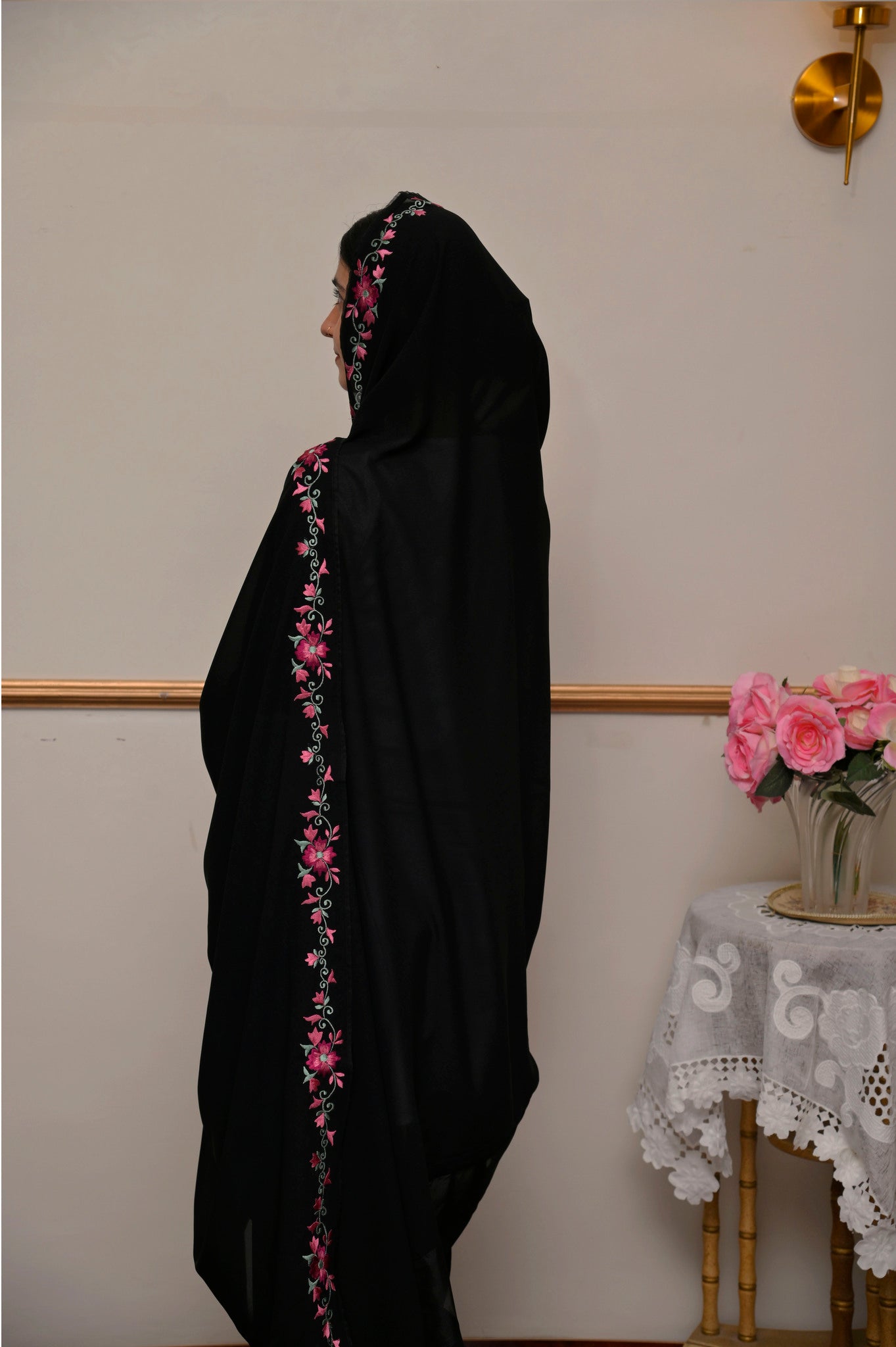 Black Embroidered Chaddar