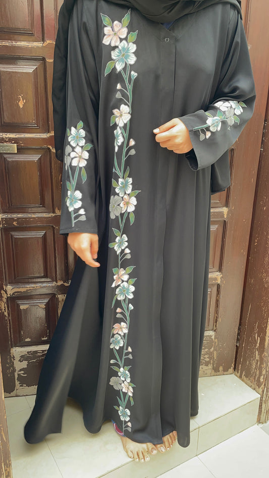 Black hand painted abaya