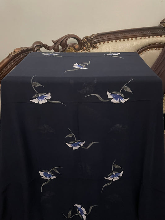 Navy blue hand painted stole