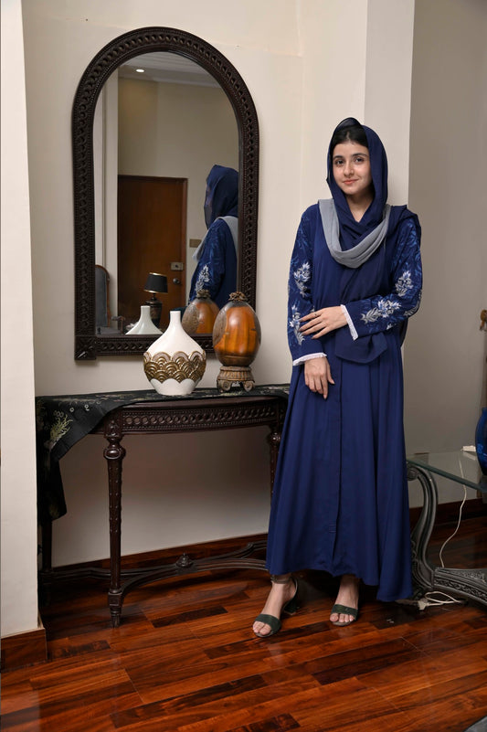 Blue Hand Painted Abaya