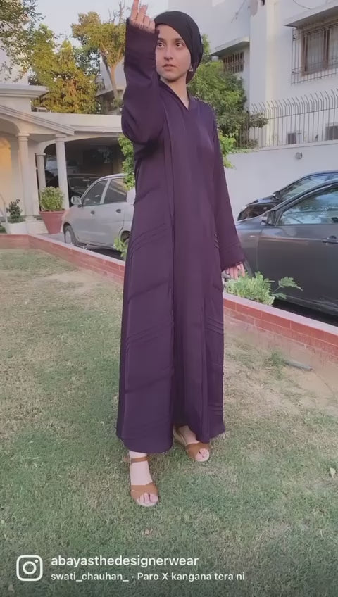 Purple pleated abaya