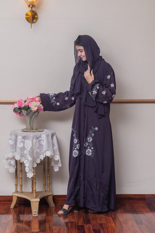 Plum hand painted abaya