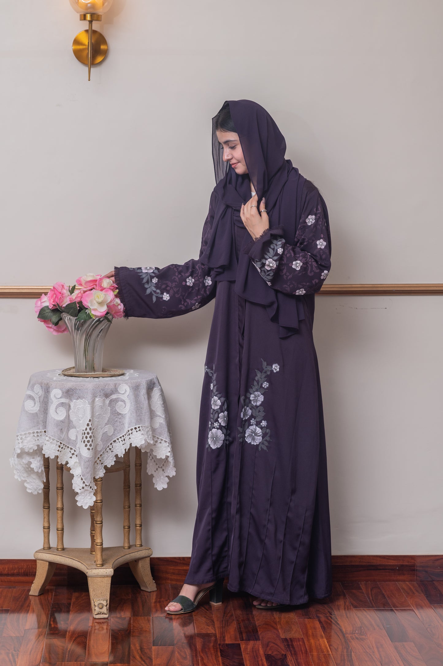 Plum Hand Painted Abaya