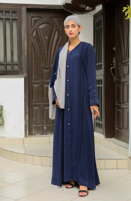 Navy blue embroidered abaya
