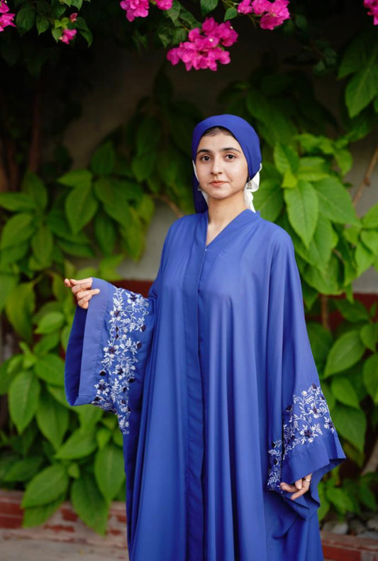 Blue embroidered abaya