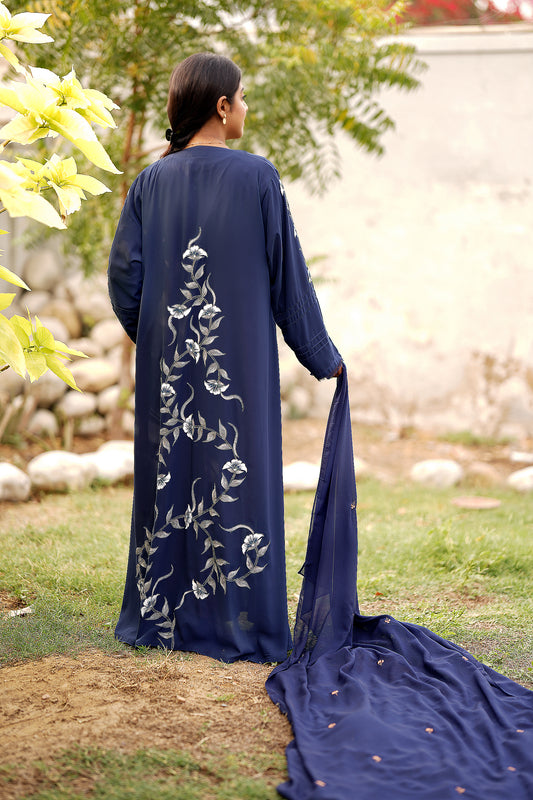 Navy Blue Hand Painted